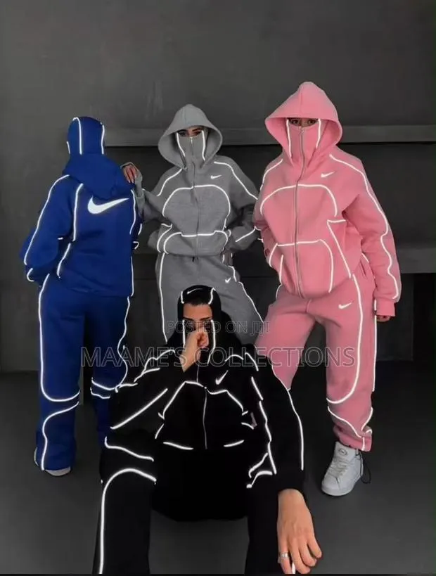Nike X Corteiz Reflective Hoodies Tracksuit Top and Down Set. Unisex · Photo 1