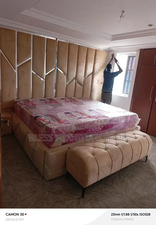 Master King Size Bed Frame With Side Drawers and Ottoman · Photo 1