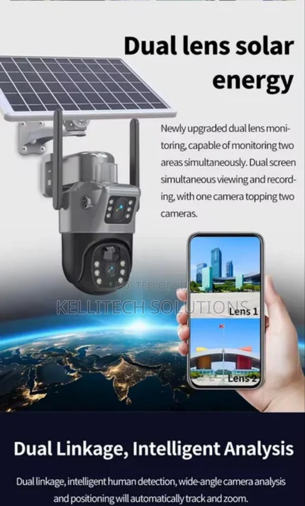 4G 2in1 Double Lens CCTV Camera With Solar Panel · Photo 1