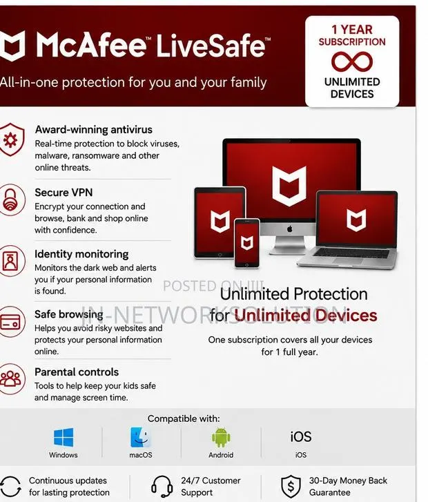 McAfee Livesafe 1 Year / Unlimited Devices (Global) · Photo 1