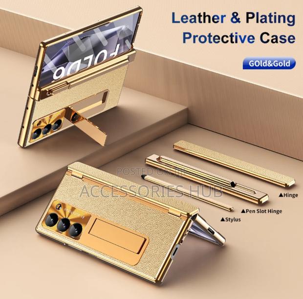 Z Fold 6 Luxury Gold Plated Case With Pen Slot and a Stand · Photo 2