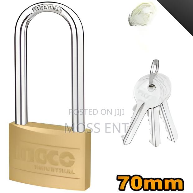 Heavy Duty Long Shackle Brass Padlock 70mm - Dbpl0702l · Photo 1