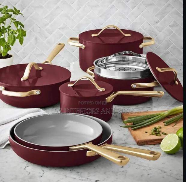 Member's Mark 11-Piece Modern Ceramic Cookware Set(Burgundy) · Photo 1