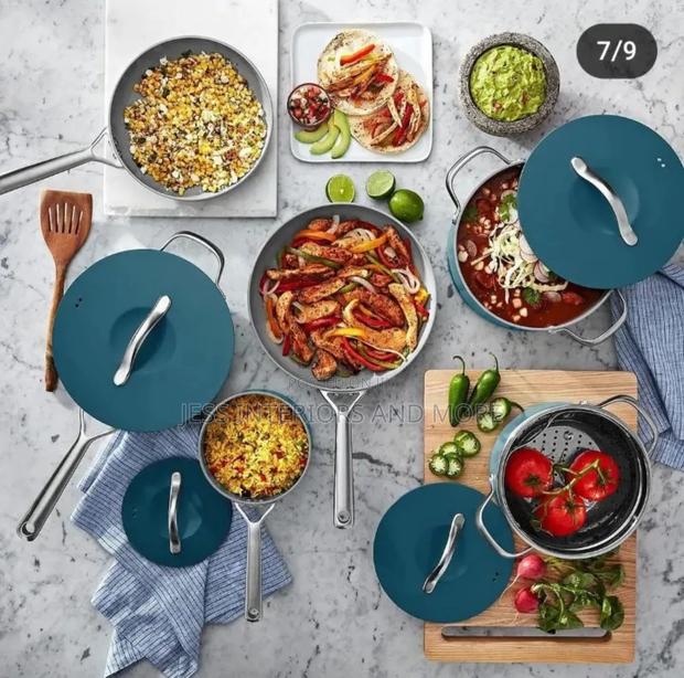 Member's Mark 11-Piece Modern Ceramic Cookware Set -Blue · Photo 2