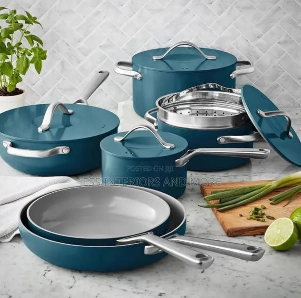 Member's Mark 11-Piece Modern Ceramic Cookware Set -Blue · Photo 1