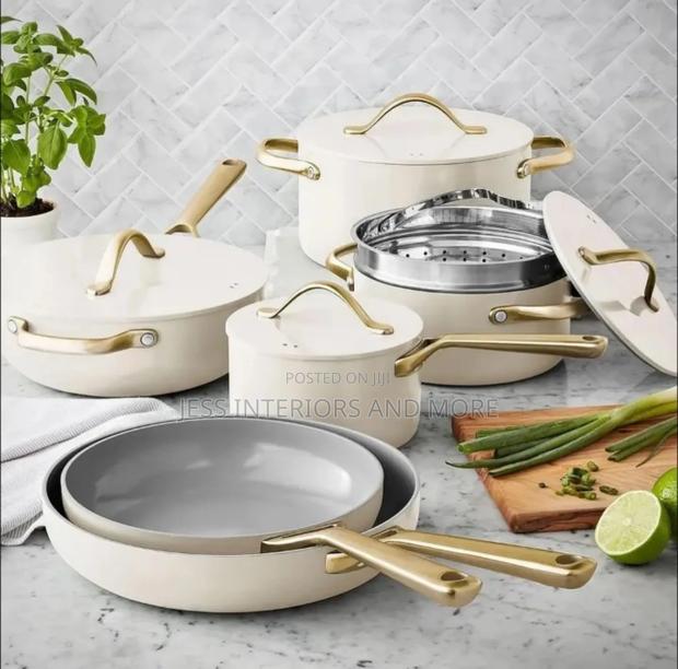 Member's Mark 11-Piece Modern Ceramic Cookware Set -Cream · Photo 1