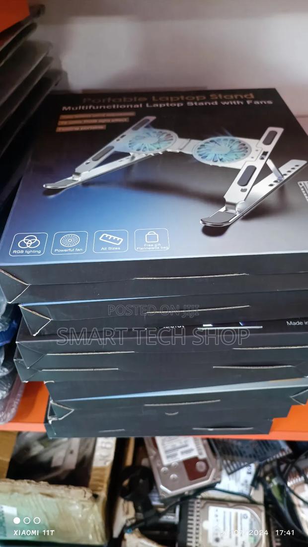 Adjustable Portable Foldable Laptop Stand + Fan RGB Light · Photo 5