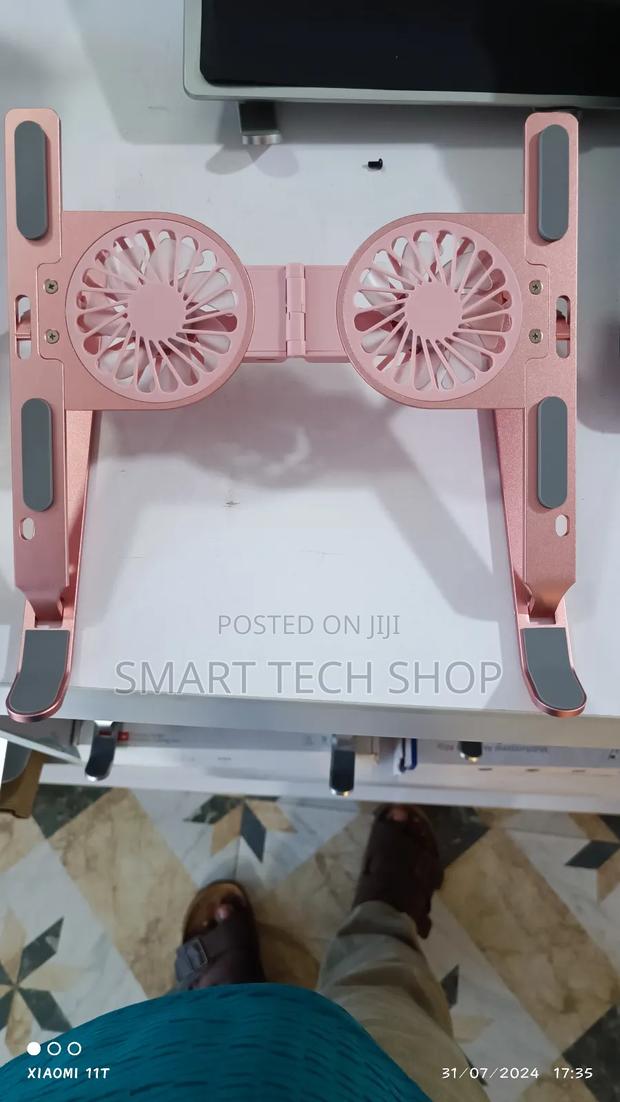 Adjustable Portable Foldable Laptop Stand + Fan RGB Light · Photo 2