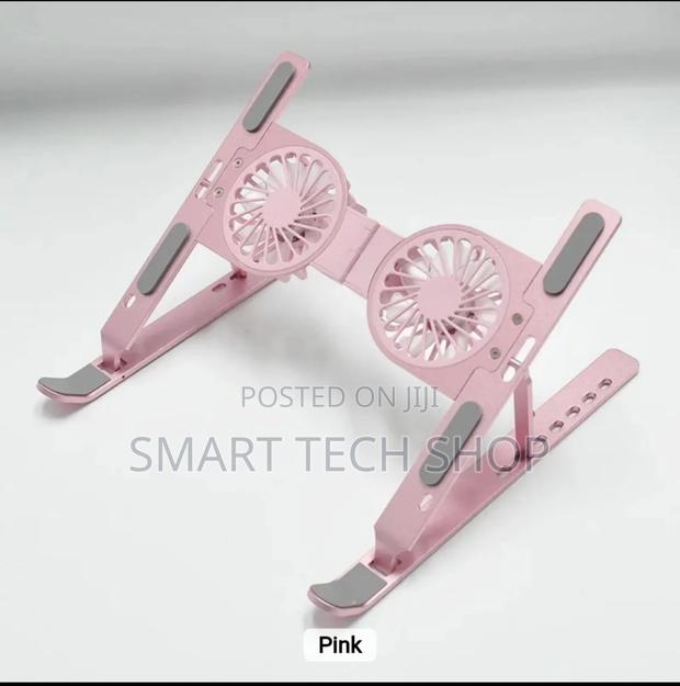 Adjustable Portable Foldable Laptop Stand + Fan RGB Light · Photo 1