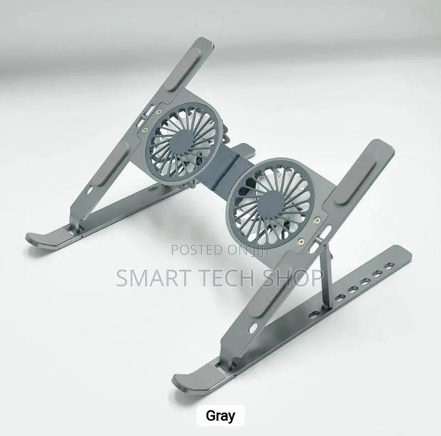 7 Level Foldable Aluminium Laptop Stand + Fan + RGB Light · Photo 1