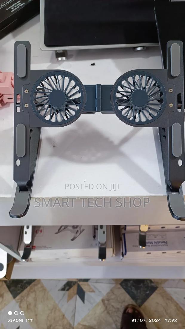 7 Level Foldable Aluminium Laptop Stand + Fan + RGB Light · Photo 3