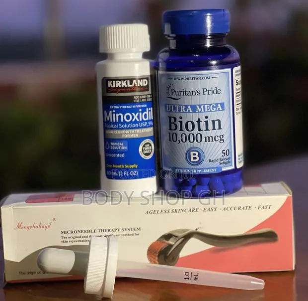 Beard Booster Pack - Kirkland Minoxidil + Biotin + Roller · Photo 1