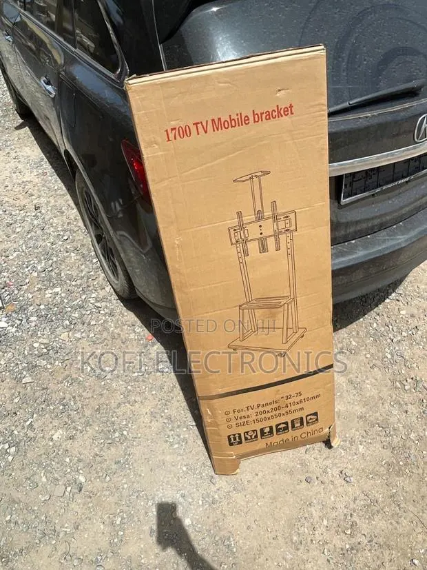 Steel Frame Tv Mount With Wheel Lock System 32-75” · Photo 1