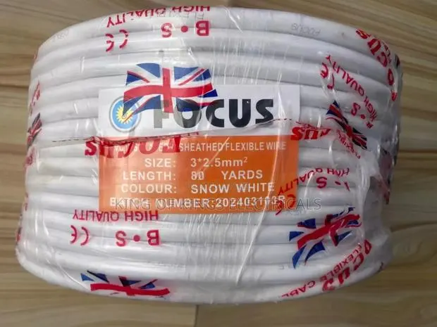 Focus Sheathed Flexible Wire – 3×2.5mm, 80 Yards (Snow White) · Photo 1
