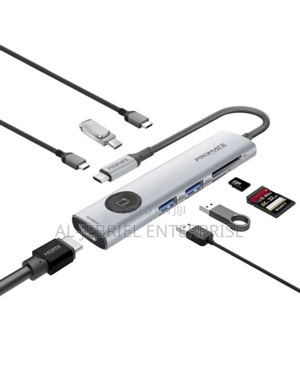 Promate Comandhub-Lite 9 Port USB-C Hub HDMI Display+100W PD · Photo 1
