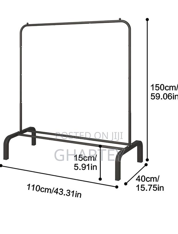 Metal Clothing Rack Single Rod Black · Photo 3