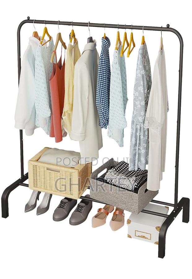 Metal Clothing Rack Single Rod Black · Photo 2