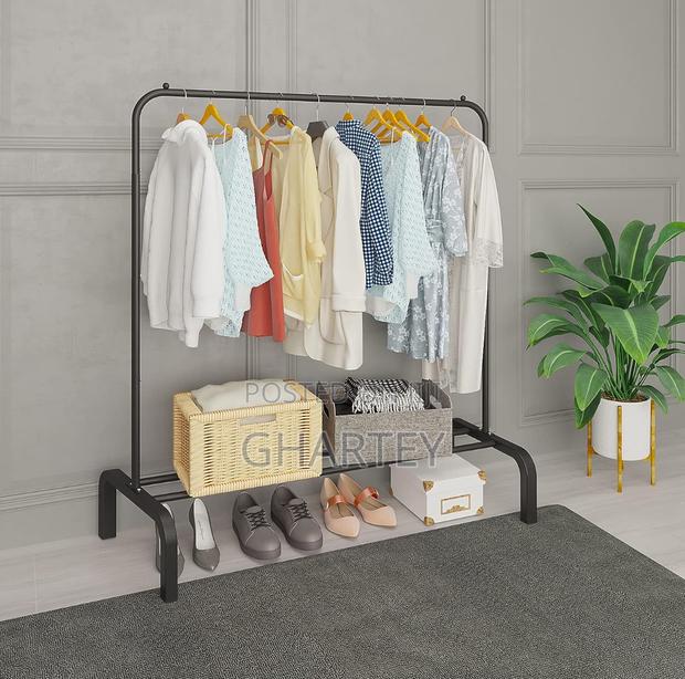Metal Clothing Rack Single Rod Black · Photo 1