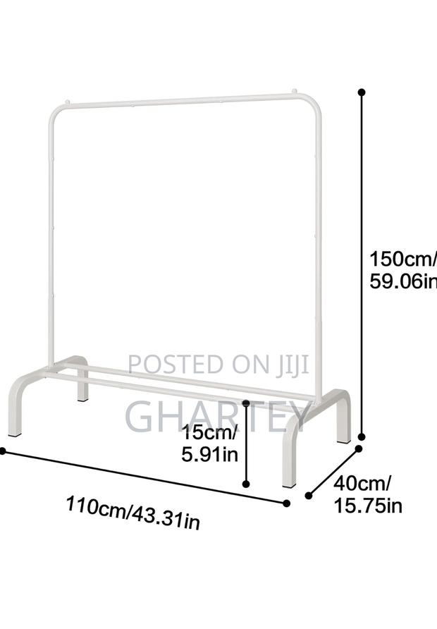 Clothes Metal Hanging Rack White · Photo 3
