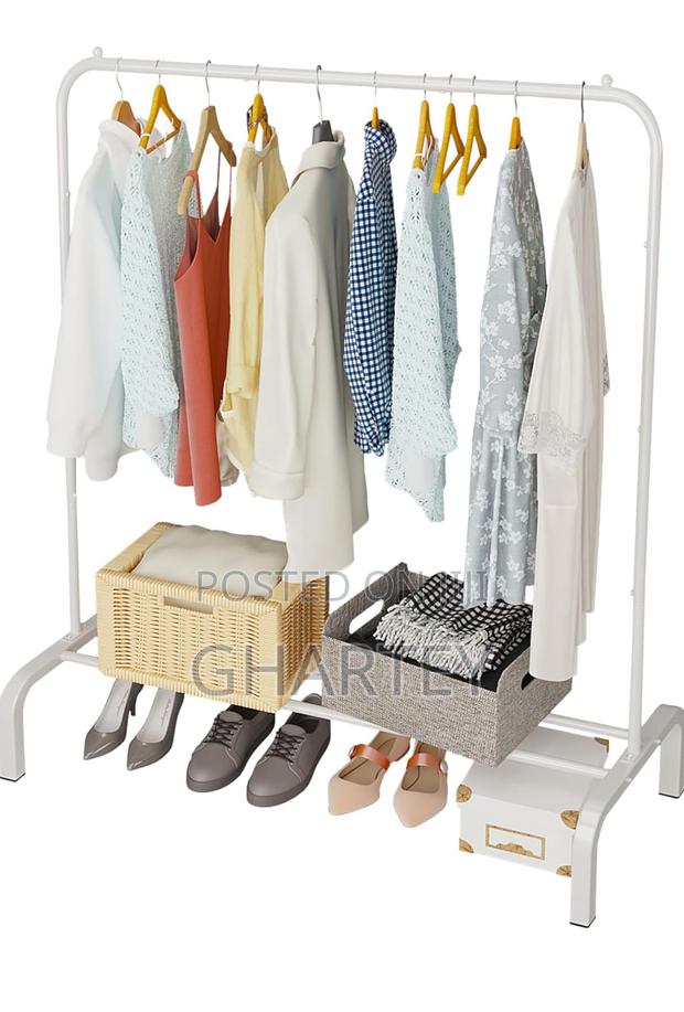 Clothes Metal Hanging Rack White · Photo 2