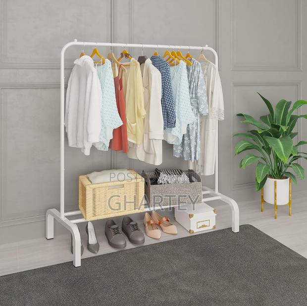 Clothes Metal Hanging Rack White · Photo 1