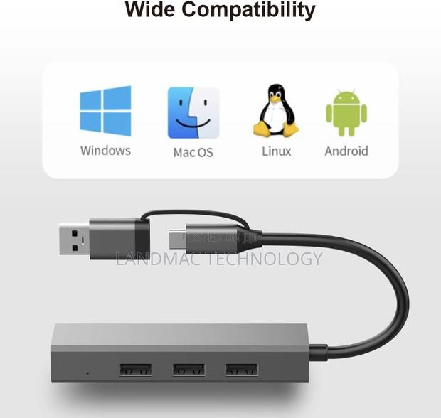 USB C Hub (4-in-1) With USB A,Ethernet · Photo 2