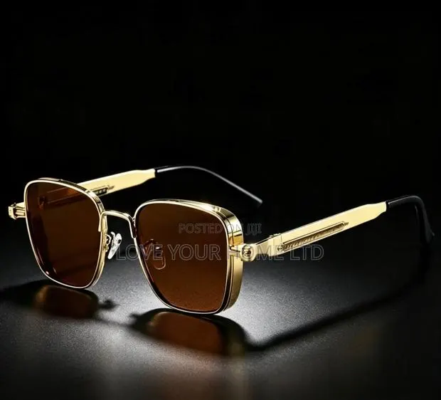 Fashion Square Sunglasses – Gold Frame Brown Lens · Photo 2