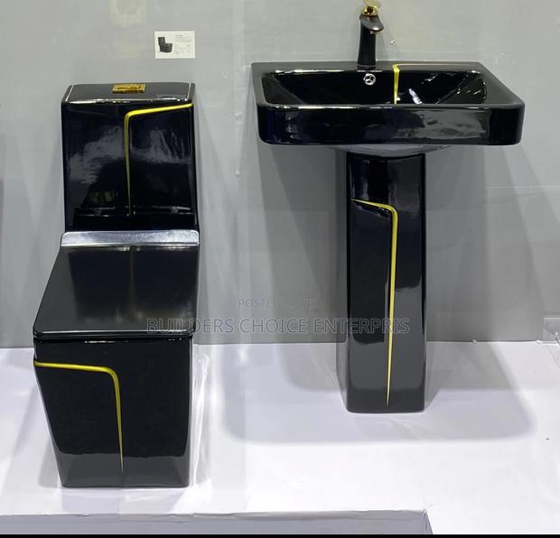 Gold And Black Water Closet With Wash Basin (2) · Photo 1