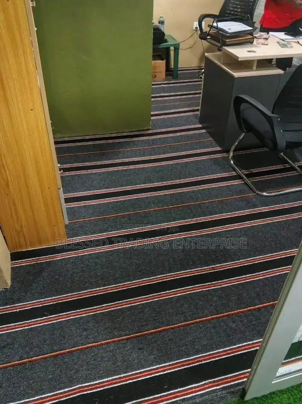 Striped Gray Office Carpet · Photo 1