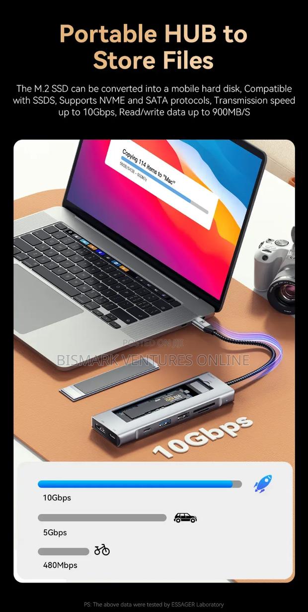 ESSAGER 8-in-1 USB-C Hub Integrates M.2 Nvme/Sata SSD. · Photo 4