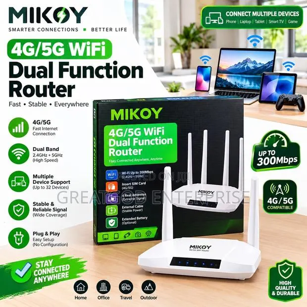 Mikoy 4g/5g WiFi Dual Function Router · Photo 1