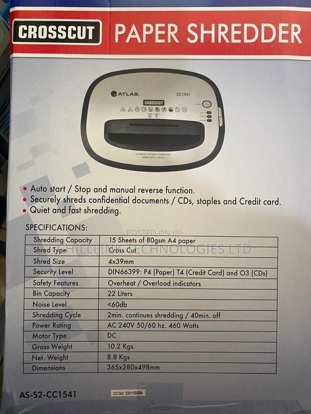Atlas 15 Sheets Crosscut Paper Shredder · Photo 2