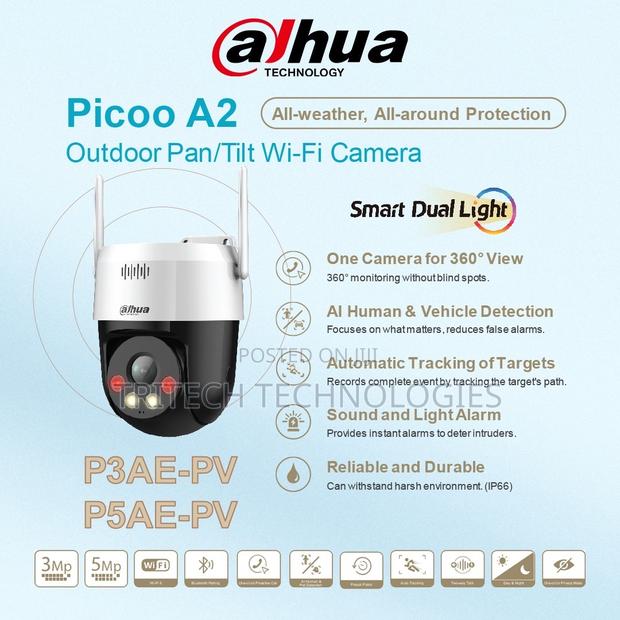 Dahua Network Camera Ip 3mp Wireless Camera Pt 360 Rotates Dh-P5ae-Pv · Photo 1