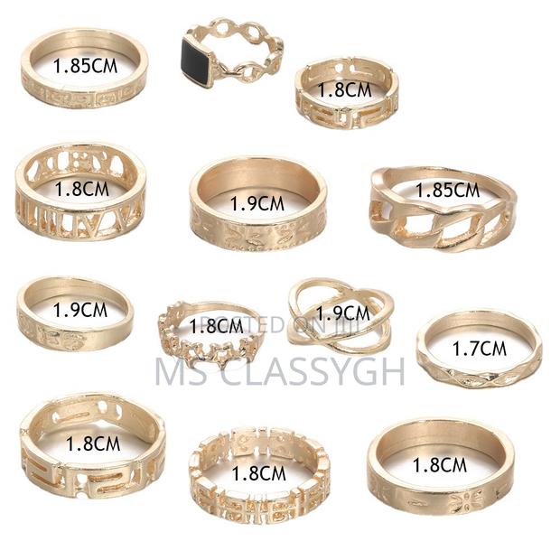 13pcs Exaggerated Punk Style Metal Ring Star Black Rin · Photo 2