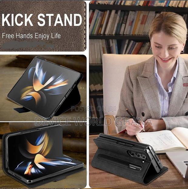 Zipp Retro Leather Flip Case for Samsung Z Fold 7 6 5 4 3 · Photo 2