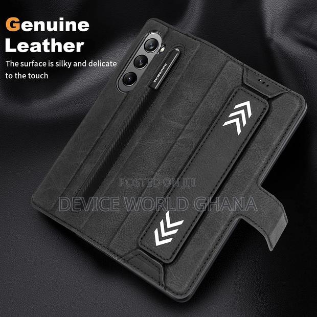 Zipp Retro Leather Flip Case for Samsung Z Fold 7 6 5 4 3 · Photo 3