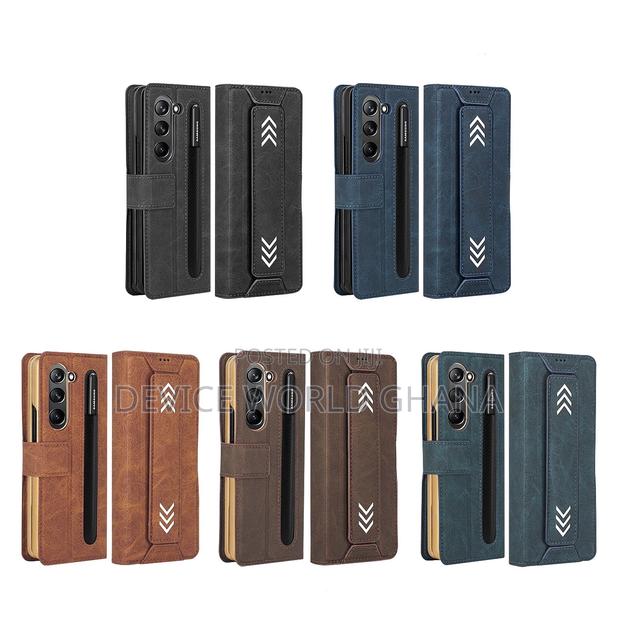 Zipp Retro Leather Flip Case for Samsung Z Fold 7 6 5 4 3 · Photo 1
