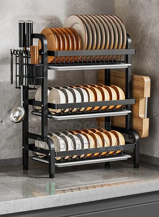 3-Tier Stainless Steel Dish Drying Rack With Utensil. Ghx7515 · Photo 1