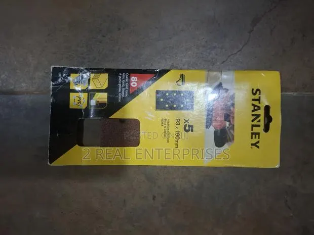 Stanley 93mm X 190mm 1/3 Sheet Sanding Sheets (5-Pack, 80 Grit Coarse) · Photo 1