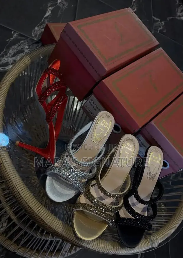 Rene Caovilla Triple Strap Rhinestone Mules · Photo 1