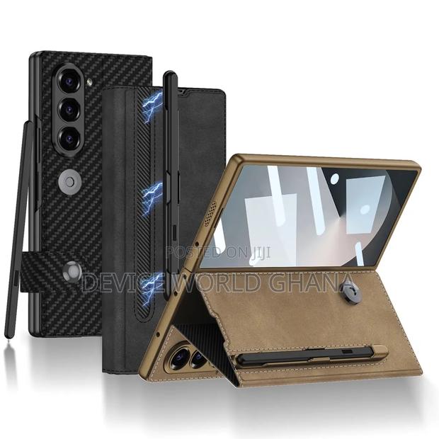 Nuback Leather Flip Case for Samsung Z Fold 6 With Pen Slot · Photo 1