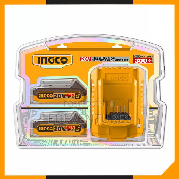 INGCO 20V 2AH Lithium-Ion Battery and Charger Kit FBCPK1222 · Photo 1