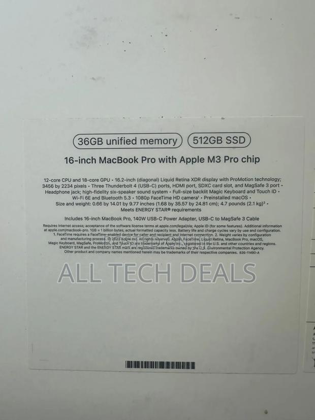 New Laptop Apple MacBook Pro 36GB Apple M3 Pro SSD 512GB · Photo 2