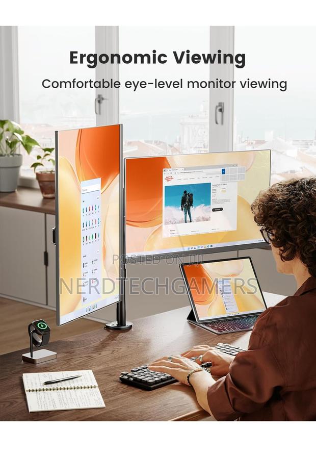 Ergear Dual Monitor Desk Mount, Heavy Duty Adjustable · Photo 6