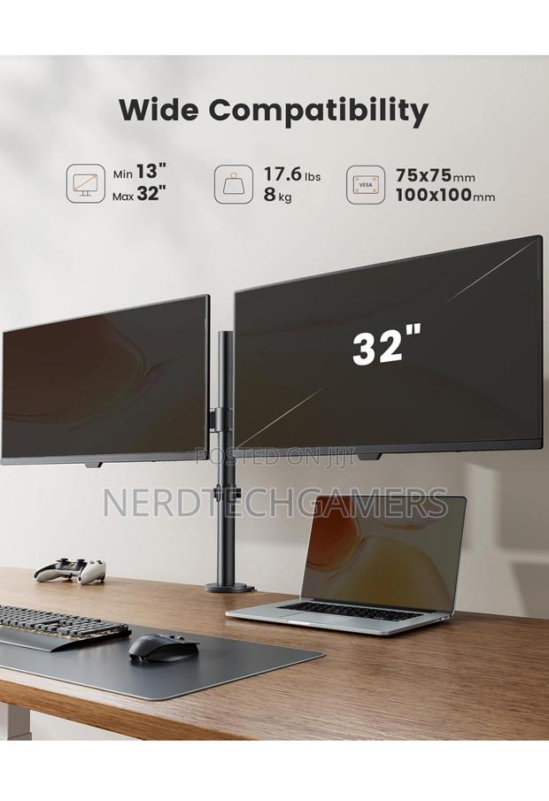 Ergear Dual Monitor Desk Mount, Heavy Duty Adjustable · Photo 2