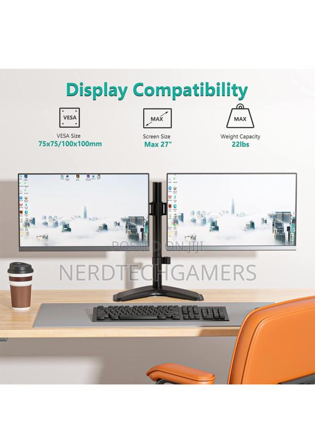WALI Free Standing Dual LCD Monitor Fully Adjustable · Photo 2