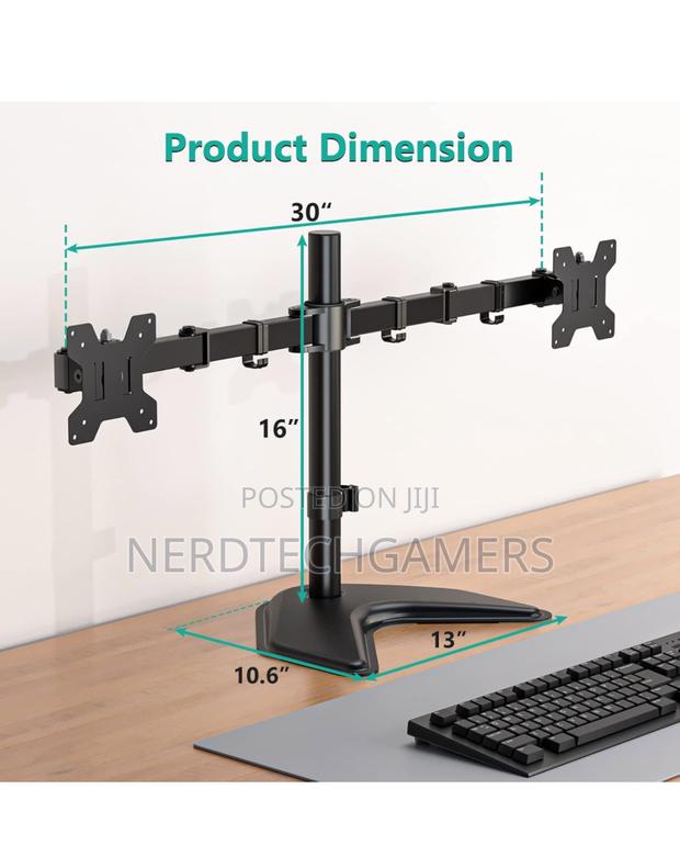 WALI Free Standing Dual LCD Monitor Fully Adjustable · Photo 4