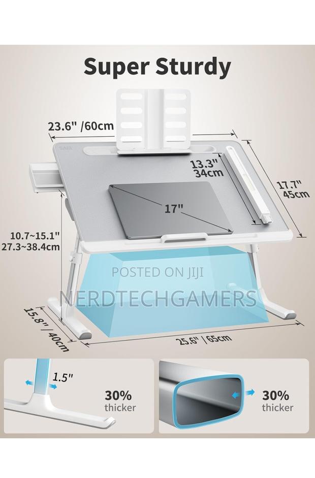 SAIJI Laptop Bed Tray Desk With LED Desk Light, Adjustable · Photo 6