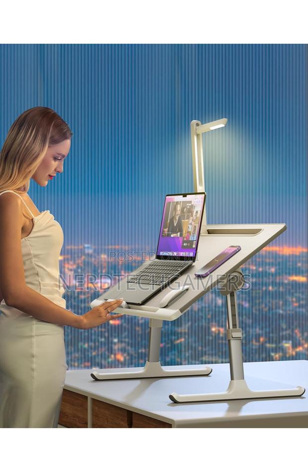 SAIJI Laptop Bed Tray Desk With LED Desk Light, Adjustable · Photo 7