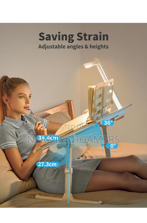 SAIJI Laptop Bed Tray Desk With LED Desk Light, Adjustable · Photo 4